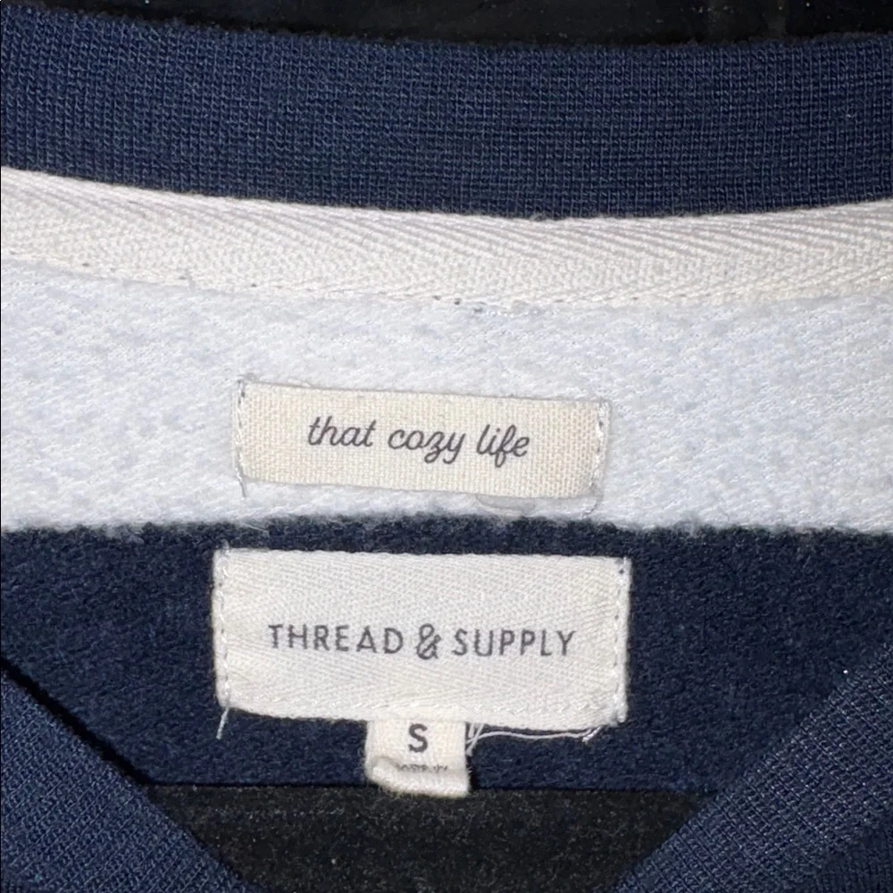 ⚓ Thread & Supply Navy & White Striped Oversized Sweater Small Coastal Nautical
